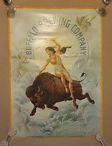 1974 Buffalo Brewing Company Beer Advertising Poster Indian Maiden 18.5x26 - Picture 1 of 6