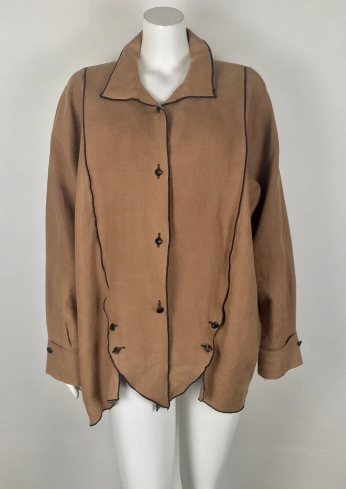 Louis Simon for LA Libellule 100% 亚麻 Lagenlook 夹克纽扣  — 第 1/4 张图片