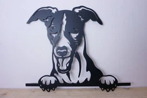 Arte de pared/escultura de jardín con cara de metal con cabeza de Whippet - Imagen 1 de 3