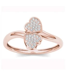 10k Rose Gold Heart Ring Any Size - Picture 1 of 5