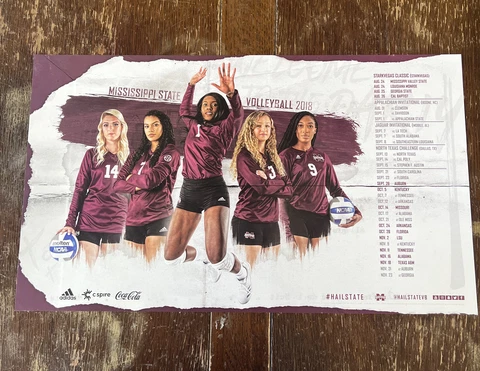 Mississippi State Bulldogs Volleyball 2018 Poster Schedule MSU Bulldogs Poster Cover