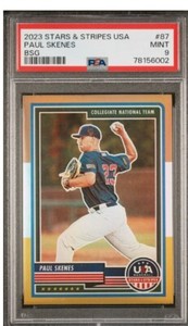 Paul Skenes Stars & Stripes USA Baseball BSG Refractor Psa 9 Pop 1