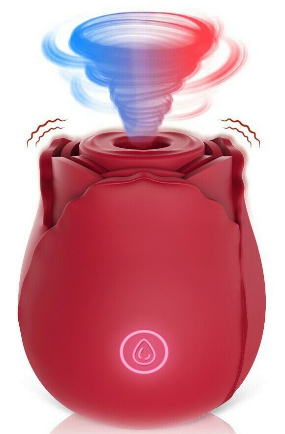 BlissJoy Oral Clit Licking Tongue Vibrator – G-Spot Dildo Suction Toy – Waterproof – Red