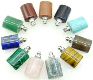 5PCS Crystal Perfume Bottle Pendants Natural Stone Agate Quartz Pendant Jewelry - Picture 1 of 12