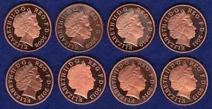 Großbritannien 2008 - 2015 PP One Pence Datum gelaufen, 1p, 8x Münzen (Ref. t7217) - Bild 1 von 2