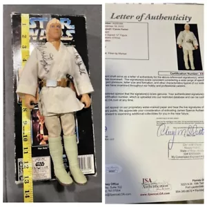 Star Wars Mark Hamill & Carrie Fisher Modellino firmato 12" lettera JSA COA - Foto 1 di 15