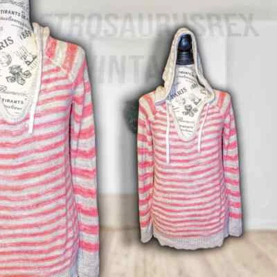 Roxy Quiksilver Knit Striped Hooded Lightweight Poncho Sweater Medium  - Image 1 of 4