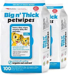 Petkin Large Pet Wipes for Dogs and Cats, 200 Count, Organic Oat Extract, - Picture 1 of 6