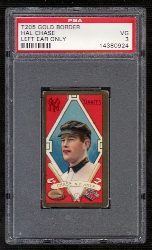 1911 T205 Hal Chase - Left Ear Only Variation - N.Y. Yankees - PSA 3 VERY GOOD