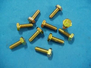 LOT OF TEN GRADE 8 HEX HEAD CAP SCREW 1/4 - 28 X 3/4" YELLOW ZINC HARDENED BOLT - Picture 1 of 2