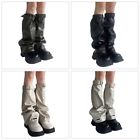 Rock Punk Leg Warmers for Womens Metal Buckle Leathers Leg Socks Shoes Cover