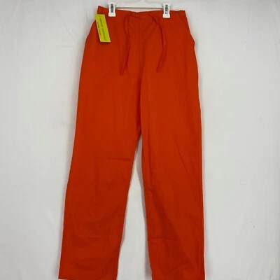 Natural Uniforms Adult Size XS Pull On Scrubs Pants Bright Orange Poly Cotton - Image 1 of 4