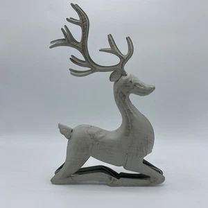 Christmas Reindeer Figurine Holiday Decor Color Antique White - Picture 1 of 6