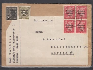 DC7973/ GERMANY SOVIET ZONE – MI # 182 + 204A (BLOCK OF 4) + 208 ON COVER - Picture 1 of 1