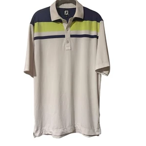 FootJoy FJ Lisle Self Collar Golf Polo Mens Sz M Citrus Green/Blue - Color block - Picture 1 of 12