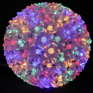 SOLAR 22cm 200 LED Cherry Blossom Petal Ball Hanging Outdoor Christmas Light NEW - Picture 1 of 8
