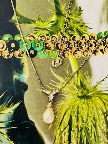 Collana Christian Dior cristalli marchesa perle goccia acqua bianca vintage anni 70