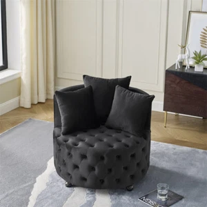 Velvet Upholstered Swivel Chair Accent Chair Modern Comfy Sofa Living Room Chair - Picture 1 of 27