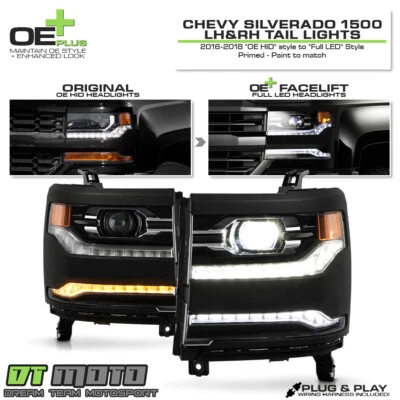 <Actualización HID a modelo LED completo>Faro LED completo Silverado 1500 2016-2018 negro Foto 1 de 4