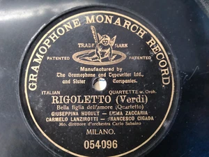 78 giri-HUGUET, ZACCARIA, LANZIROTTI, CIGADA " RIGOLETTO " GRAM. MONARCH RECORD - Picture 1 of 4