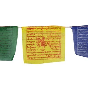 Tibetische Gebetsfahnen 10 cm breit bunte Schrift 5 Rollen Set - Picture 1 of 7