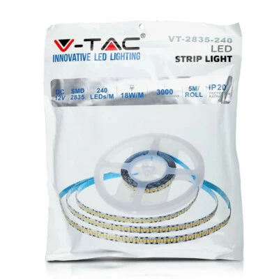 Striscia led 12V 18W/mt 3000Lm/mt V-TAC bianco Caldo bobina 5 metri - Immagine 1 di 4