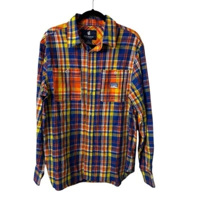 Rocawear Clásico Para Hombre Manga Larga Azul Naranja y Amarillo Cuadros Abotonados Talla XL GUC Foto 1 de 4