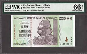 Simbabwe 50 Billionen 2008 Pick-90 EDELSTEIN UNC PMG 66 EPQ - Bild 1 von 2