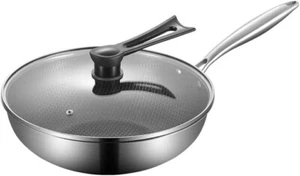 Wok & Stir-Fry Pan with Lid, Non-Stick Stainless Steel 13.4in BRAND NEW - Picture 1 of 4