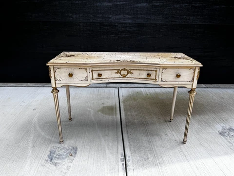 Antique French Louis XVI Neoclassical Hand Painted Desk Cover