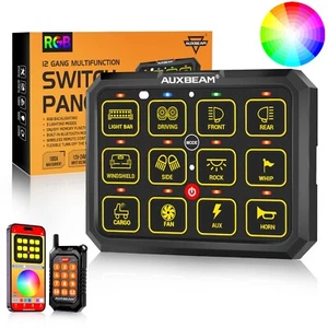 AUXBEAM RGB 12Way Switch Panel Dual Function Large Button Single Side Outlet Set - Foto 1 di 12