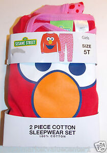 123 Sesame Street Toddler Girls Pink Red Polka Dot 2 Pc Cotton Sleepwear Set 5T