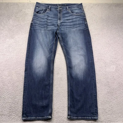 Мужские джинсы BKE с пряжкой Seth 38x34 синие прямые штанины эластичные темная вареная джинсовая ткань - Изображение 1 из 4