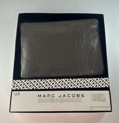 Bolso sin asas Neiman Marcus de cuero Marc Jacobs diseñador metálico de peltre Foto 1 de 3