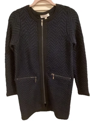 Suéter Cárdigan Negro Etcetera Largo Cremallera Frontal Hasta la Rodilla TALLA GENEROSA XS Foto 1 de 4
