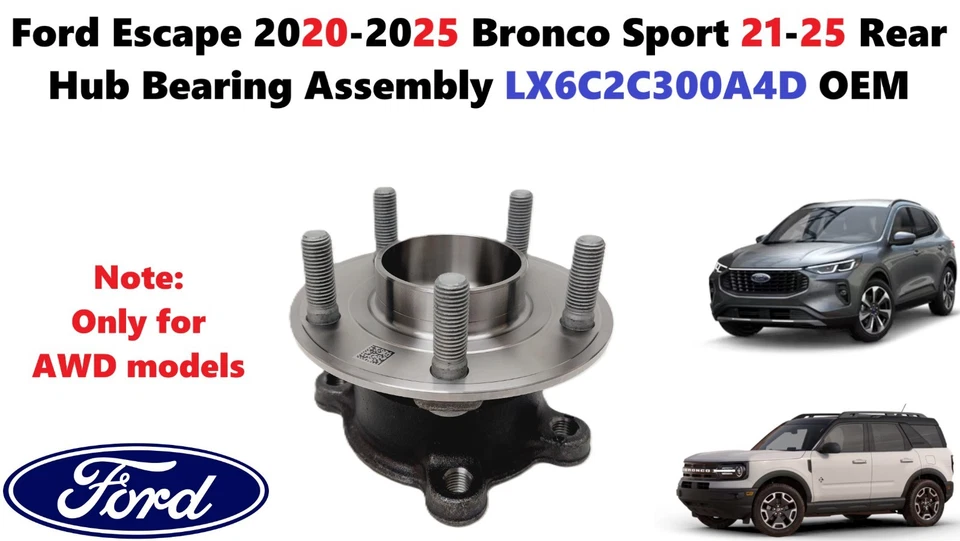 Conjunto de cojinete de buje trasero Ford Escape 2020-2025 Bronco Sport 21-25 LX6C2C300A4D Foto 1 de 4