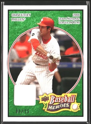 2008 Upper Deck Baseball Heroes #135 Chase Utley Memorabilia Emerald #/25 - Image 1 of 2