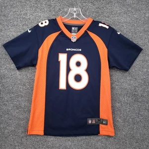 Nike Denver Broncos Jersey Boys M Medium Blue NFL On Field Peyton Manning #18 - Picture 1 of 10