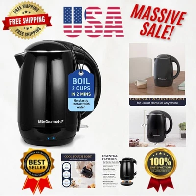 1.8L Stainless Steel Electric Kettle with Cool-Touch Design & Cord-Free Serving - Image 1 of 4