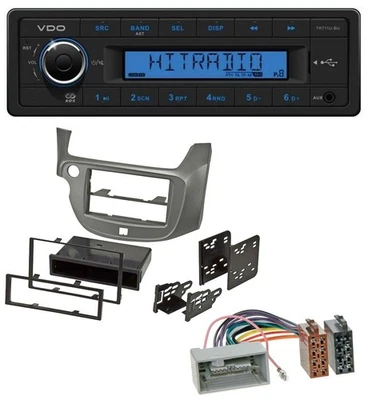 VDO AUX 1DIN MP3 USB Autoradio für Honda Jazz (ab 2009) - silber - Bild 1 von 4