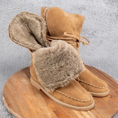 Jack Rogers Women's 6.5 Faux Fur 100% Leather 19" Brown Boots Winter Faux Fur - Image 1 of 4