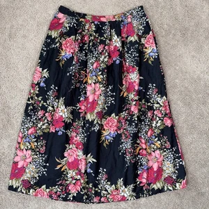 F A Chatta Ltd Rock Damen 8 schwarz pink dunkel Blumen Vintage Made in USA Midi - Bild 1 von 9