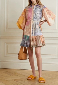 Zimmermann Dress Size 1 AU 10 US 6 Anneke Spliced Lantern Mini Multi Paisley - Picture 1 of 14