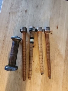 Antique - 9” Wooden Quill Thread Spool Yarn Weaving Spinning Spindle Bobbins - Picture 1 of 14