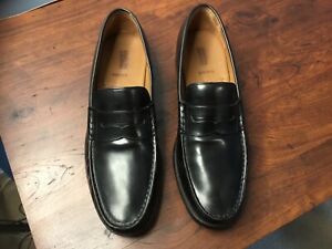 Johnston & Murphy Dress Shoes Mens 11.5 Black Penny Loafers Moc Toe Slip On 3821