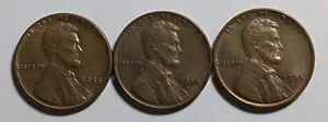 3 - Key Lincoln Cents - 1955-P, 55-D, 55-S XF-AU Condition with Mint Luster - Picture 1 of 2