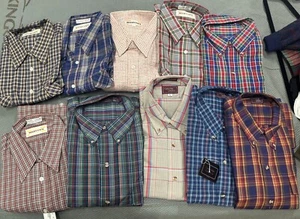 14 LOT NOS-Vtg 90s Cambridge Classics Shirt Men L+XL Plaid Long/Short Sleeve Mix - Picture 1 of 19
