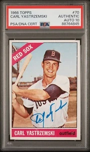 1966 Topps 70 Carl Yastrzemski Signed Card PSA Grade 10 Auto Boston Red Sox - Picture 1 of 4