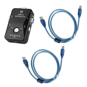 KVM Switch 2 Port Share VGA LCD Monitor Keyboard Mosue Printer Scanner USB Cable - Picture 1 of 12