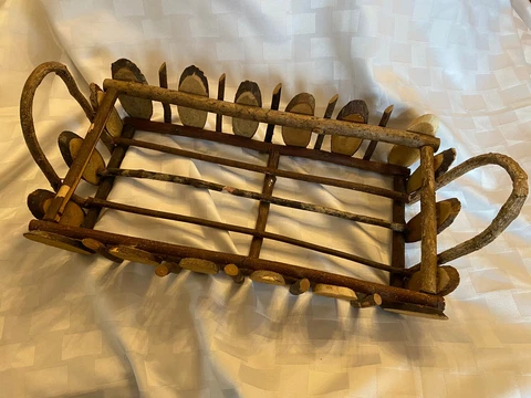 Handmade Basket Wood & Twigs.  Storage Basket Farmhouse Table Decor 15x9x6” Cover